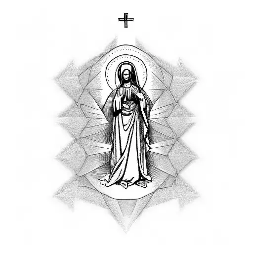 Christian Cross, Virgin Mary,  tattoo design idea
