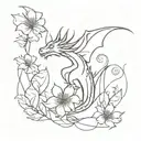 flowers, dragon, dance, abstract  tattoo design idea