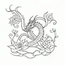 flowers, dragon, dance, abstract  tattoo design idea