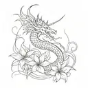 flowers, dragon, dance, abstract  tattoo design idea