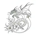 flowers, dragon, dance, abstract  tattoo design idea