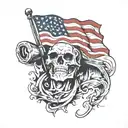 Tattoo on the inside of the Left Bicep. American Flag. "Everybody Dies, but not Everybody Lives" tattoo design idea