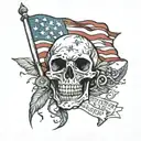 Tattoo on the inside of the Left Bicep. American Flag. "Everybody Dies, but not Everybody Lives" tattoo design idea