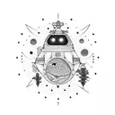 ufo abducting cat tattoo design idea