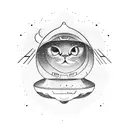 ufo abducting cat tattoo design idea