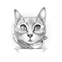 ufo abducting cat tattoo design idea