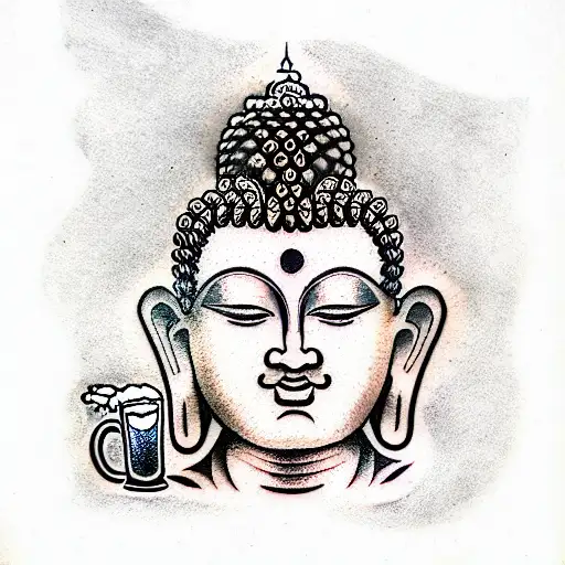 buddha, jesus and odin drink beer tattoo design idea