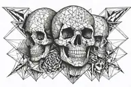 geometric skull pump and witch  tattoo design idea