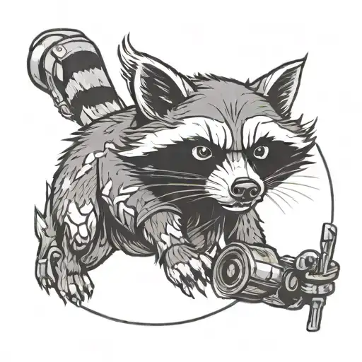 mechanic working class racoon butcher tattoo design idea