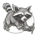 mechanic working class racoon butcher tattoo design idea