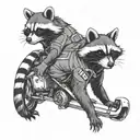 mechanic working class racoon butcher tattoo design idea