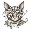 daffodile with siamese cat tattoo design idea