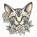 daffodile with siamese cat tattoo design idea