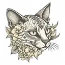 daffodile with siamese cat tattoo design idea
