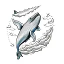 Create a tattoo of a whale swimming in a sea of honor and respect tattoo design idea