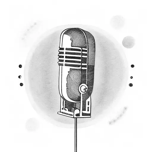 A microphone with 'Better Now' lyrics wrapped around it, surrounded by music notes tattoo design idea