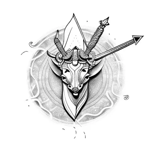 Fire Ox with Sagittarius  tattoo design idea