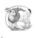pokhara, nepal with lamb looking at reflection of lion tattoo design idea
