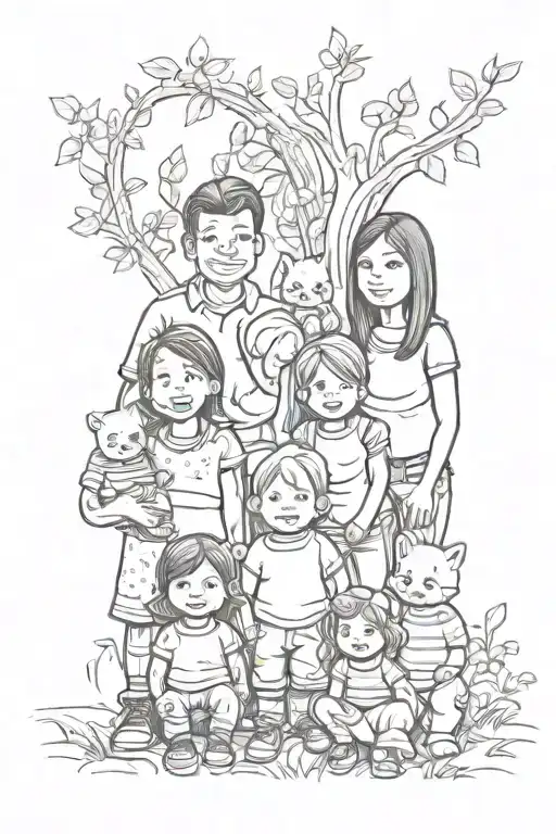 family of 5 tattoo design idea