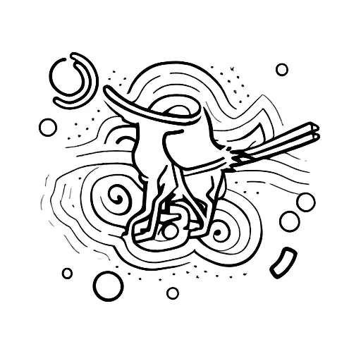 A minimalist tattoo of a human walking a dog on a spaceship tattoo design idea