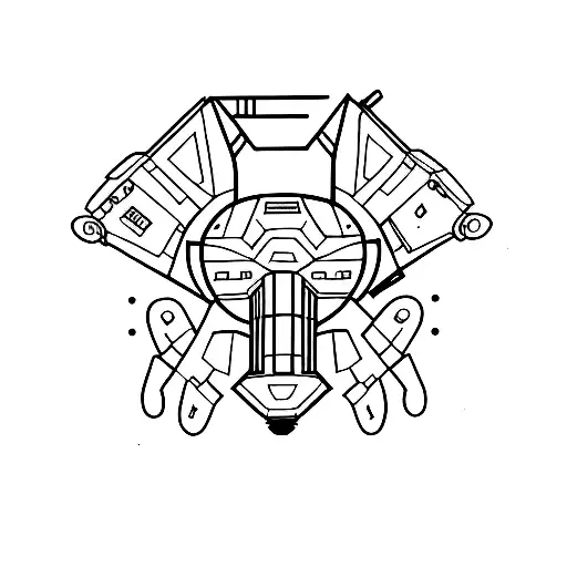 A minimalist tattoo of a spaceship shaped like a dog tattoo design idea