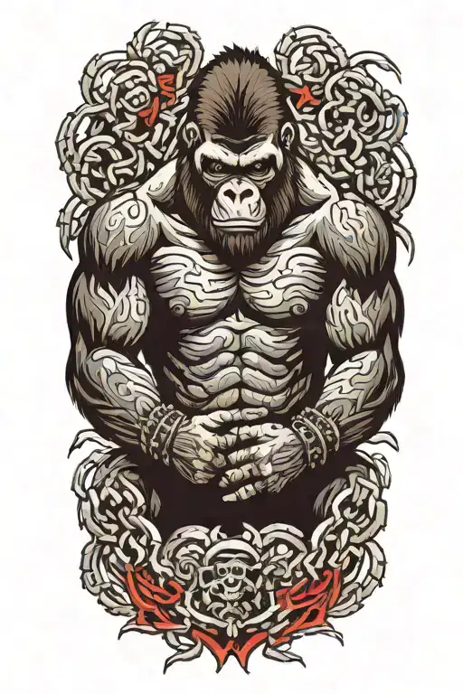 gorilla breaking out of chain  tattoo design idea