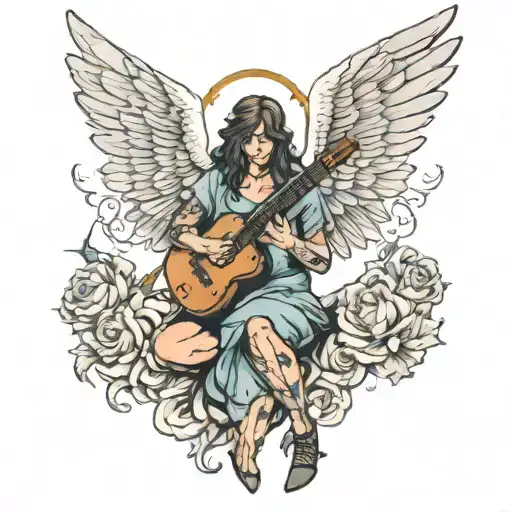 angel with a choppa  tattoo design idea