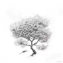 myrtle branches spin around a paintbrush tattoo design idea