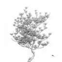 myrtle branches spin around a paintbrush tattoo design idea