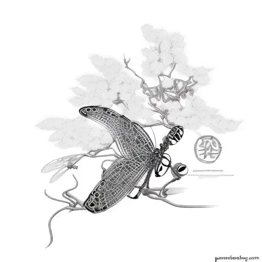 sexual pleasure derived from pain rope bondage Sakura tree dragonfly sexual domination  tattoo design idea