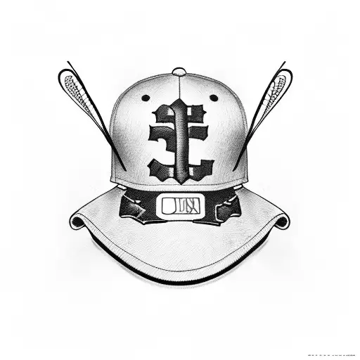 cross with a baseball cap on the top of it and boots at the bottom tattoo design idea