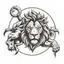 Front facing Lion roating  tattoo design idea