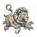 Front facing Lion roating  tattoo design idea