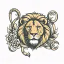 Front facing Lion roating  tattoo design idea
