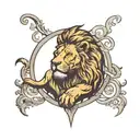 Front facing Lion roating  tattoo design idea