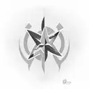 A geometric design featuring the Nebraska Cornhuskers and Dallas Cowboys colors intertwined tattoo design idea