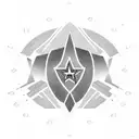 A geometric design featuring the Nebraska Cornhuskers and Dallas Cowboys colors intertwined tattoo design idea