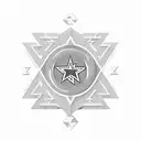 A geometric design featuring the Nebraska Cornhuskers and Dallas Cowboys colors intertwined tattoo design idea