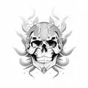 Skulls, female face, snake, fire tattoo design idea