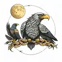 eagle,moon,wolf,crow tattoo design idea