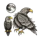eagle,moon,wolf,crow tattoo design idea
