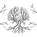 A simple yet meaningful tattoo of a tree with intertwined roots, representing the deep connection and support within the Blique friends group tattoo design idea