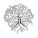 A simple yet meaningful tattoo of a tree with intertwined roots, representing the deep connection and support within the Blique friends group tattoo design idea