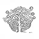 A simple yet meaningful tattoo of a tree with intertwined roots, representing the deep connection and support within the Blique friends group tattoo design idea