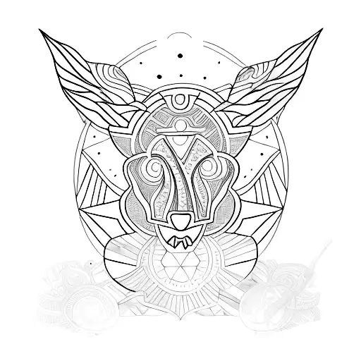 quiero un tatuaje de linea fina, que mezcle en la misma figura el sol, un copo de nieve y un mosaico nazarí en cuadricul tattoo design idea