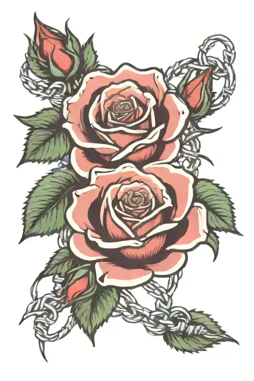 rose with barbed wire tattoo design idea