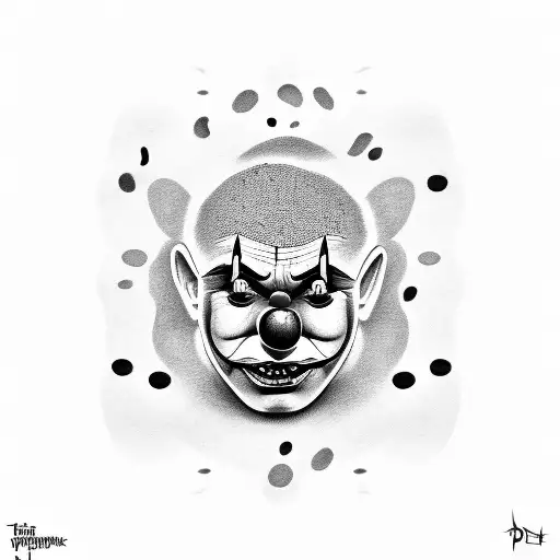 clown face with DUMB" and "NO CREDIBILITY" tattoo design idea