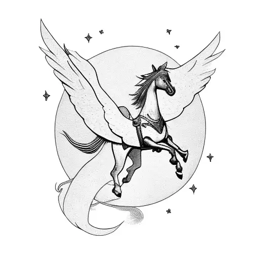 artemis goddess riding pegasus tattoo design idea