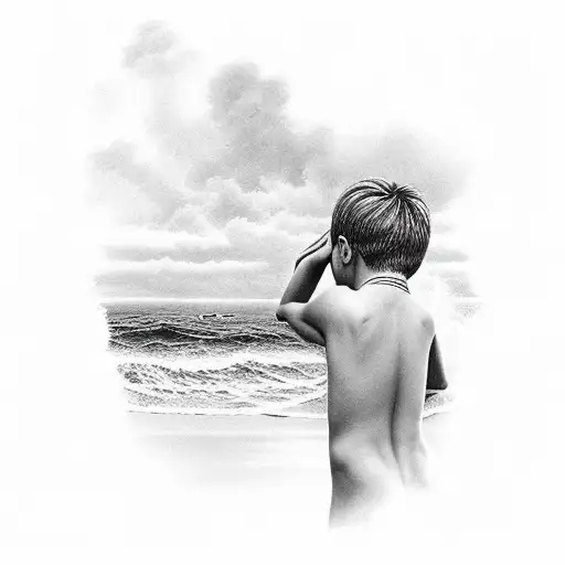 An 11 year old danish boy playing in the beach tattoo design idea