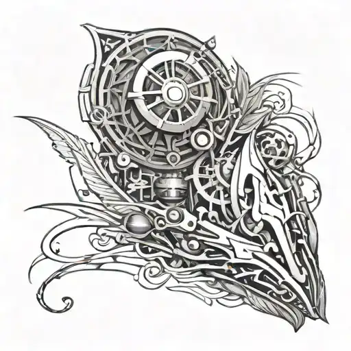 bio mechanical half sleeve tattoo design idea